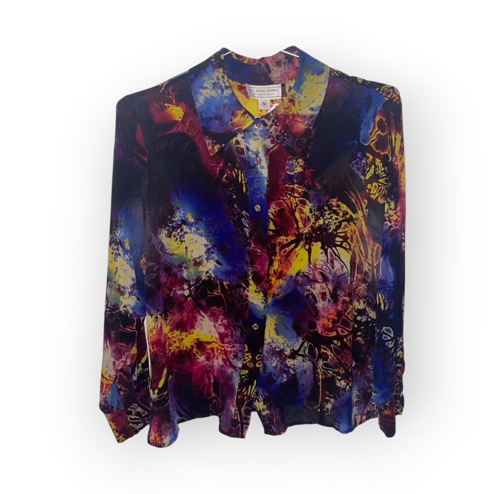 St John Abstract print blouse sz Med EUC